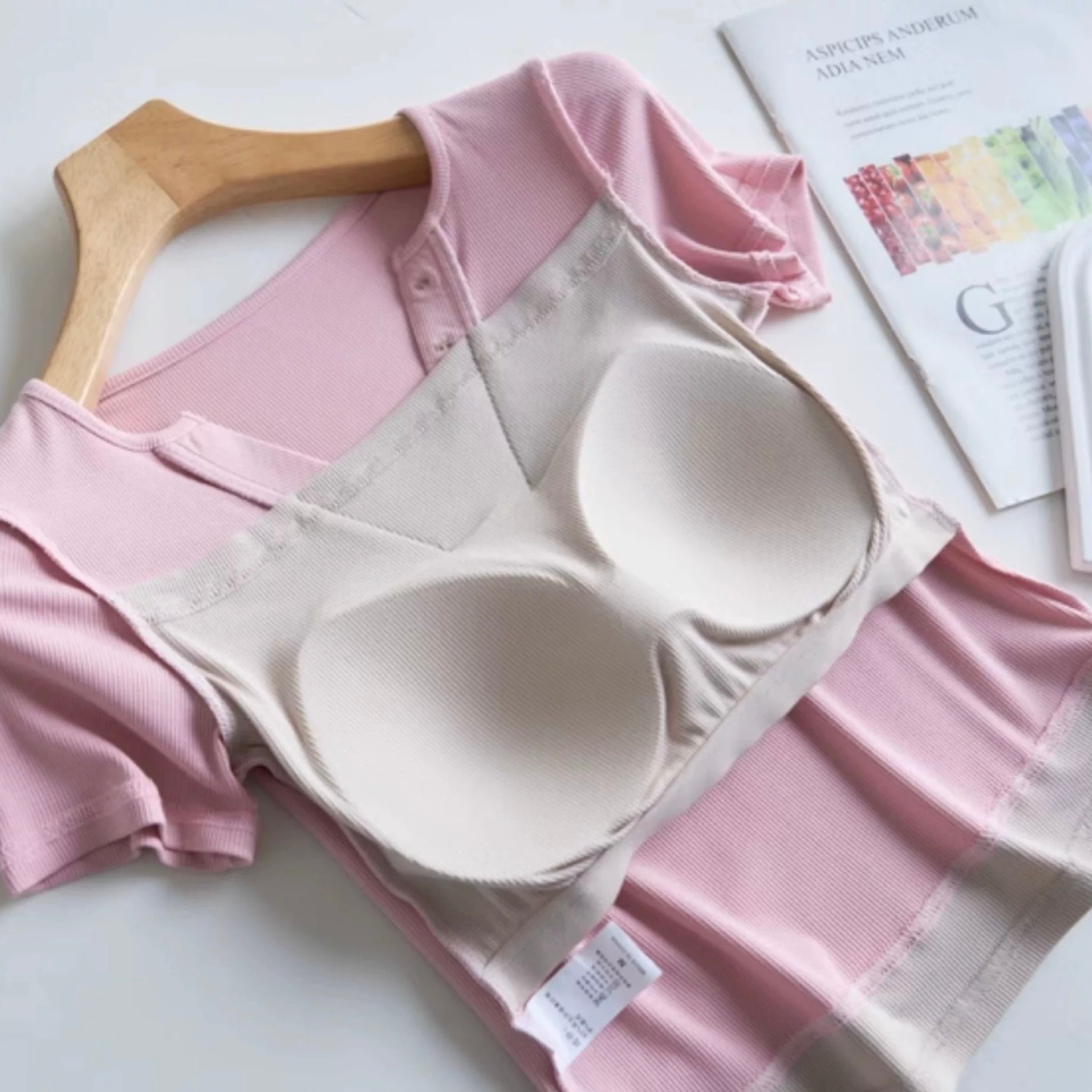 Ozark Buttoned Built-In Bra T-shirt